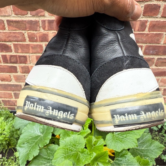 Palm Angels Sneakers Vulcanized High Top Black leather Size 10.5/11 Mens (EU44) - Picture 8 of 12